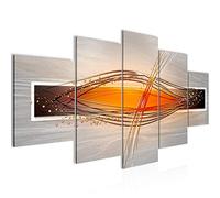 Runa Art Abstrait Tableau Murale Impression sur Toile Intissee 5 Parties Gris Orange Blanc Chambre Salle 103353c