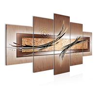 Runa Art Abstrait Tableau Murale Impression sur Toile Intissee 5 Parties Ornements Beige Marron Chambre Salle 104953c