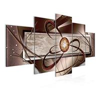 Runa Art Abstrait Tableau Murale Impression sur Toile Intissee 5 parties Ornements Beige Marron Chambre Salle 105553a