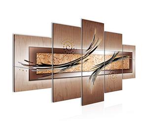 Runa Art Abstrait Tableau Murale Impression sur Toile Intissee 5 Parties Ornements Beige Marron Chambre Salle 104953c