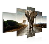 Runa Art Afrique Éléphant Tableau Murale Impression sur Toile Intissee 5 Parties Animaux Marron Chambre Salle 042653a