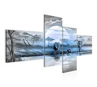 Runa Art Afrique L'Éléphant Impression Moderne - Tableau Decoration Murale Savane Bleu-Gris 000742c