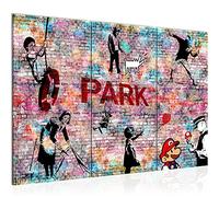 Runa Art Banksy Collage Peinture Tableau Salon XXL Coloré Artistes Art De Rue 120 x 80 cm 3 Parties Decoration Murale 013231c