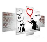 Runa Art Banksy Graffiti Citation Rats Tableau Murale Impression sur Toile Intissee 5 Parties Street Art Noir Gris Rouge Chambre Salle 040453a