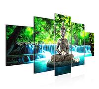 Runa Art Bouddha Cascade Tableau Murale Impression sur Toile Intissee 5 Parties La Nature Bleu Vert Chambre Salle 503553b