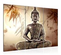 Runa Art Bouddha Peinture Tableau Salon XXL Beige Marron Spa 120 x 80 cm 3 Parties Decoration Murale 500331a