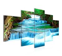 Runa Art Cascade Paysage Tableau Murale Impression sur Toile Intissee 5 Parties Montagnes Bleu Vert Chambre Salle 603553b