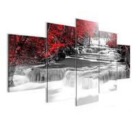 Runa Art Cascade Tableau Murale Impression sur Toile Intissee 5 Parties Nature Noir Rouge Chambre Salle 043653a