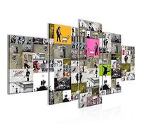 Runa Art Collage Banksy Tableau Murale Impression sur Toile Intissee 5 Parties Art Urbain Coloré Chambre Salle 302753a