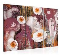 Runa Art Collage Gustav Klimt Peinture Tableau Salon XXL Rose Femme 120 x 80 cm 3 Parties Decoration Murale 018531b