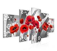 Runa Art Coquelicots Tableau Murale Impression sur Toile Intissee 5 parties Champ Noir Et Blanc Chambre Salle 208853b