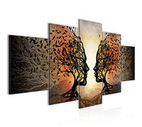 Runa Art Couple d'amour Tableau Murale Impression sur Toile Intissee 5 Parties Arbres Noir Orange Chambre Salle 041253a