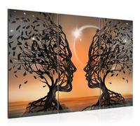 Runa Art Couple d'amoureux Peinture Tableau Salon XXL Orange Abstrait Arbre 120 x 80 cm 3 Parties Decoration Murale 044831c