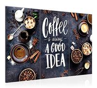 Runa Art Cuisine Café Peinture Tableau Salon XXL Marron Bleu Coffee salle à manger 120 x 80 cm 3 Parties Decoration Murale 041831a