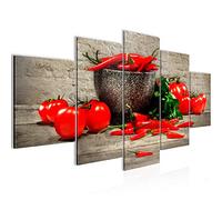 Runa Art Cuisine Légumes Tableau Murale Impression sur Toile Intissee 5 Parties Bois Brun Rouge Chambre Salle 005853a