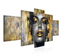 Runa Art Femme mode Tableau Murale Impression sur Toile Intissee 5 Parties Lèvres Noir Or Salon chambre 052853a