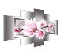 Runa Art Fleurs Magnolia Tableau Murale Impression sur Toile Intissee 5 Parties Abstrait Rose Gris Chambre Salle 205753b