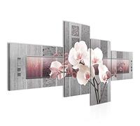 Runa Art Fleurs Orchidée Impression Moderne - Tableau Decoration Murale Abstrait Violet Gris 4 Parties 204642c