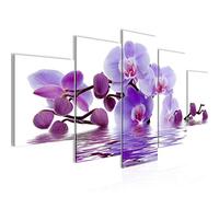 Runa Art Fleurs Orchidée Tableau Murale Impression sur Toile Intissee 5 Parties Spa Zen Violet Chambre Salle 200653b