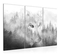 Runa Art Forêt Brouillard Peinture Tableau Salon XXL Bleu Loup 120 x 80 cm 3 parties Decoration Murale 033431c