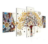 Runa Art Gustav Klimt Arbre De Vie Tableau Murale Impression sur Toile Intissee 5 Parties Abstrait Arbre Coloré Chambre Salle 004653a