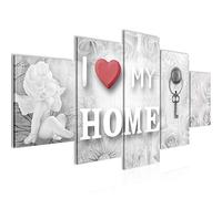 Runa Art Home Coeur Tableau Murale Impression sur Toile Intissee 5 parties ange Gris rouge Chambre Salle 026253c