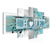 Runa Art Home Coeur Tableau Murale Impression sur Toile Intissee 5 Parties Vintage Bleu Gris Chambre Salle 504553a
