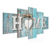 Runa Art Home Tableau Murale Impression sur Toile Intissee 5 Parties Brique Mur Look de Dierre Coloré Chambre Salle 014853b
