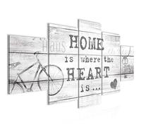 Runa Art Home Tableau Murale Impression sur Toile Intissee 5 Parties Slogan Gris Chambre Salle 023053c