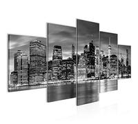 Runa Art La Ville De New York Tableau Murale Impression sur Toile Intissee 5 parties États Unis Noir et blanc Chambre Salle 010053b