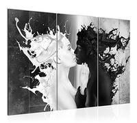 Runa Art Lait Et Café Peinture Tableau Salon XXL Noir Blanc Les Figures 120 x 80 cm 3 Parties Decoration Murale 005031c