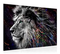 Runa Art Lion Peinture Tableau Salon XXL Noir coloré graffiti 120 x 80 cm 3 parties Decoration Murale 039531a