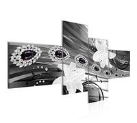 Runa Art Lis Fleurs Impression Moderne - Tableau Decoration Murale Gris Noir Et Blanc 4 Parties 207842a