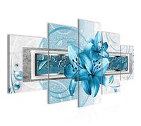 Runa Art Lis Fleurs Tableau Murale Impression sur Toile Intissee 5 Parties Abstrait Figures Bleu Chambre Salle 209753b