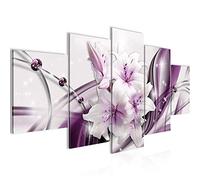 Runa Art Lis Fleurs Tableau Murale Impression sur Toile Intissee 5 Parties Abstrait Violet Chambre Salle 017153a