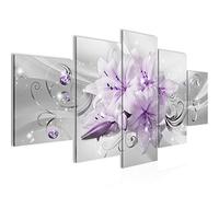 Runa Art Lis Fleurs Tableau Murale Impression sur Toile Intissee 5 Parties Abstrait Violet Gris Chambre Salle 019853b