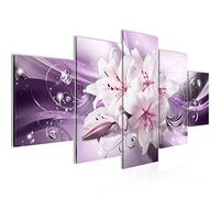 Runa Art Lis Fleurs Tableau Murale Impression sur Toile Intissee 5 Parties Diamant Violet Chambre Salle 020153b