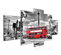 Runa Art Londres Autobus Tableau Murale Impression sur Toile Intissee 5 Parties Angleterre Gris Rouge Chambre Salle 604753a