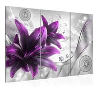 Runa Art Lys De Fleurs Peinture Tableau Salon XXL Violet gris abstrait 120 x 80 cm 3 parties Decoration Murale 036831b