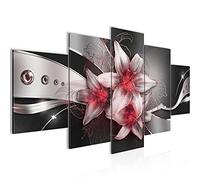 Runa Art Lys De Fleurs Tableau Murale Impression sur Toile Intissee 5 parties abstrait noir rouge Chambre Salle 039653c