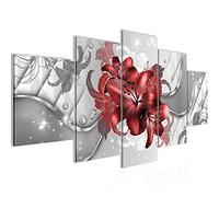 Runa Art Lys De Fleurs Tableau Murale Impression sur Toile Intissee 5 parties abstrait rouge blanc Chambre Salle 016553b