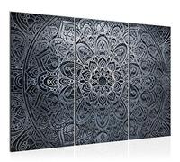 Runa Art Mandala Abstrait Peinture Tableau Salon XXL Noir Blanc Gris 120 x 80 cm 3 Parties Decoration Murale 109431c