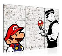 Runa Art Mario Cop Banksy Peinture Tableau Salon XXL Blanc Art Urbain 120 x 80 cm 3 Parties Decoration Murale 006531a