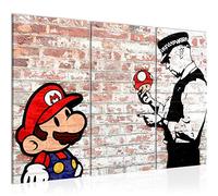 Runa Art Mario Cop Banksy Peinture Tableau Salon XXL Marron Art 120 x 80 cm 3 Parties Decoration Murale 006531b