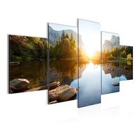 Runa Art Montagnes Lac Paysage Tableau Murale Impression sur Toile Intissee 5 Parties Nature Soleil Chambre Salle 044153a