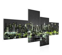 Runa Art New York City Impression Moderne - Tableau Decoration Murale Ville Vert Noir 4 Parties 605442c