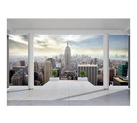 Runa Art Papier peint intissé 396 x 280 cm Balcon de New York | Toison Décoration Murale Salon Chambre á Coucherr | Fabrication Allemande | bleu 9204012a