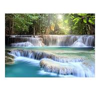 Runa Art Papier peint intissé 396 x 280 cm cascade Nature | Toison Décoration Murale Salon Chambre á Coucherr | Fabrication Allemande | Vert Bleu Blanc 9161012a