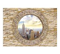 Runa Art Papier peint intissé 396 x 280 cm Fenêtre de New York | Toison Décoration Murale Salon Chambre á Coucherr | Fabrication Allemande | jaune 9109012a