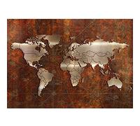 Runa Art Papier peint intissé 396 x 280 cm métallique Carte du monde | Toison Décoration Murale Salon Chambre á Coucherr | Fabrication Allemande | brun bronze 9031012a